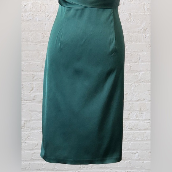 Donna Rico Army Green Satin Halter Dress Size 8 Prom Homecoming Classy Sexy - Picture 4 of 7